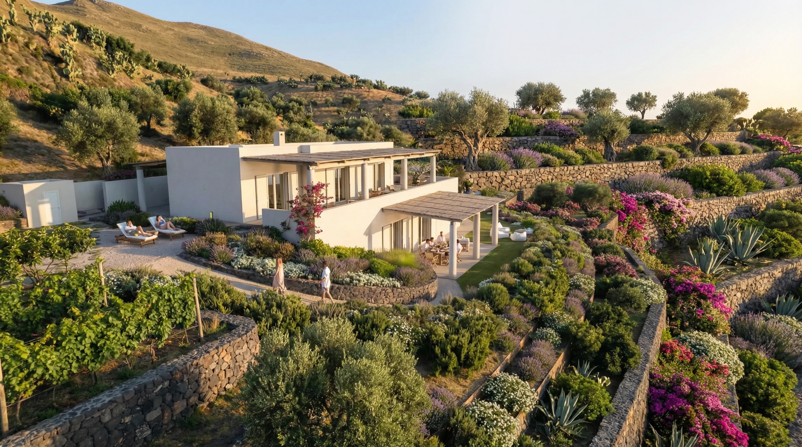 Accesso alla villa eoliana alla luce del giorno